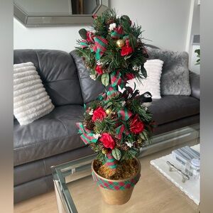 Vintage Festive Topiary with Red and Green Accents